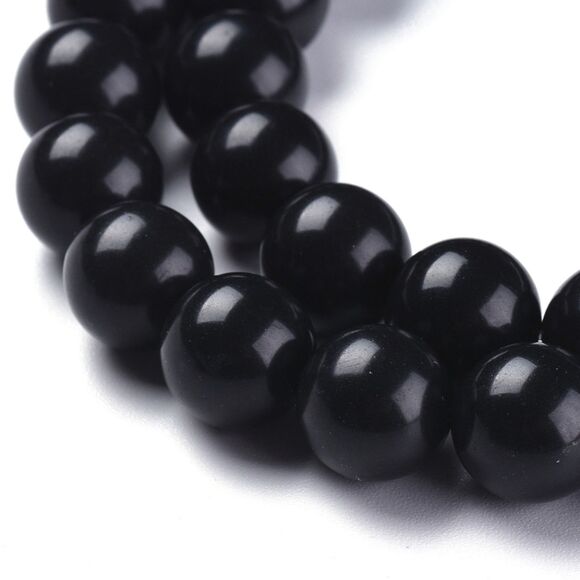 8MM Black Stone Beads-ONE Gemstone Bead Strand-Jewelry Making Supply Crafts NWT - Picture 2 of 2